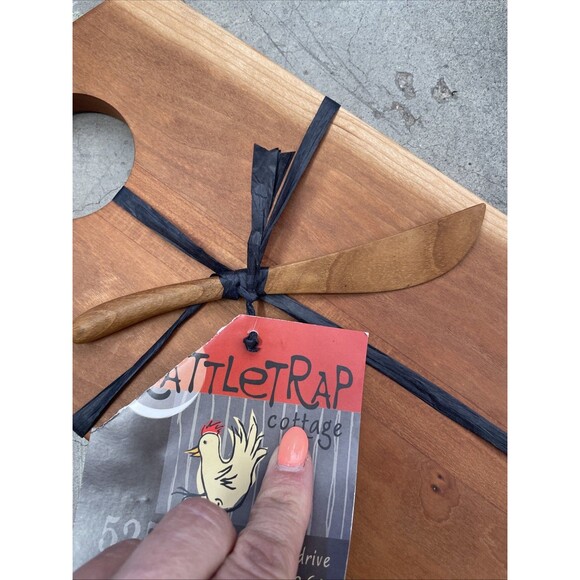 Maple & Cherry Cutting Board Cheese W/ Rosewood Spreader Gift Reclaimed Artisan - Picture 3 of 4